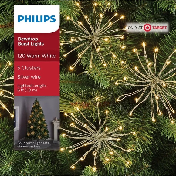 2 Philips 120ct DEWDROP 5-CLUSTER BURST LIGHTS - Picture 2 of 5